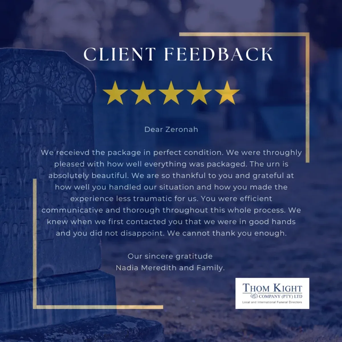 Client feedback — Professional support